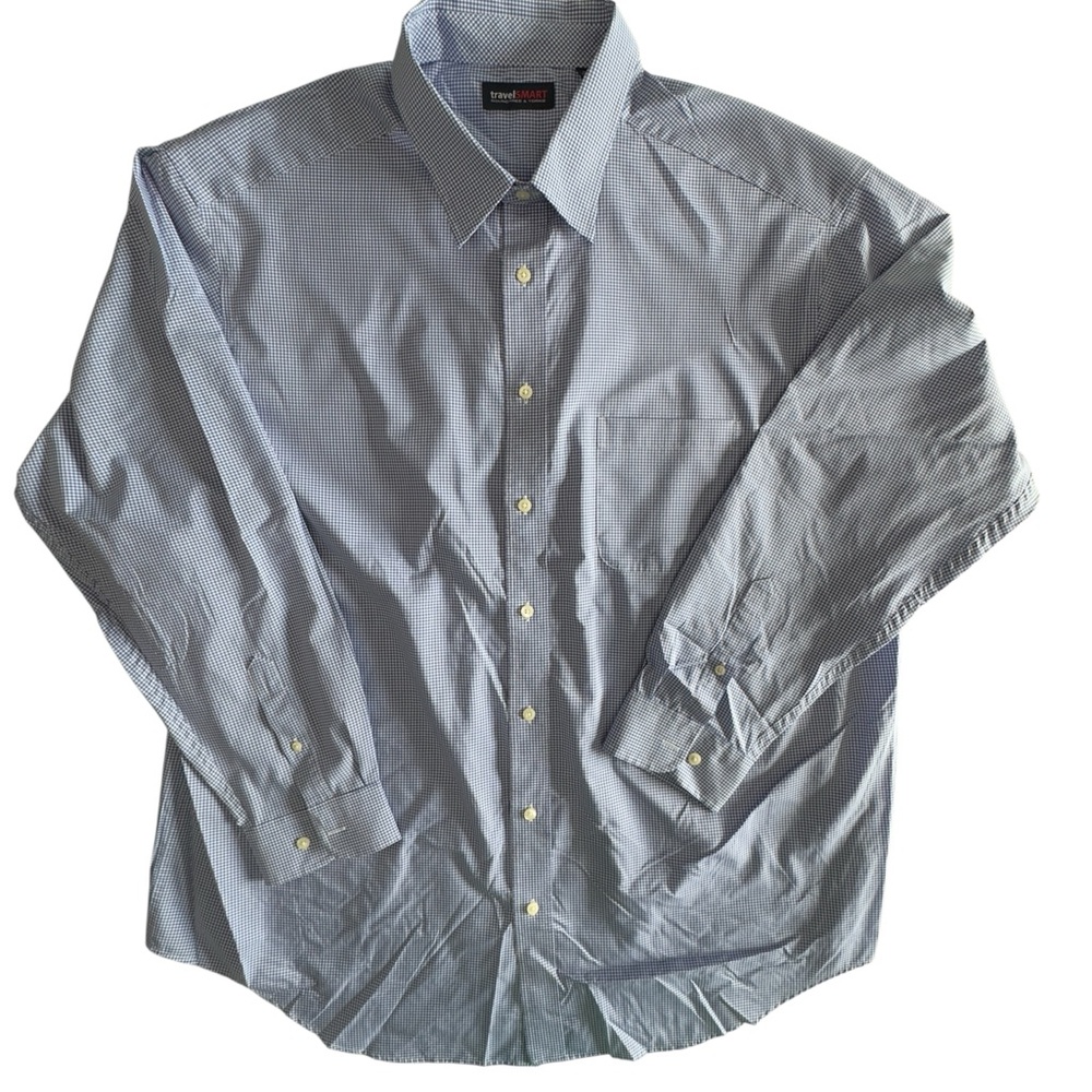 Roundtree & Yorke TravelSmart 3XT Light Purple/Blue/White Plaid Dress Shirt - Picture 2 of 3